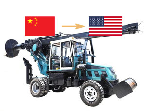 中国出口打桩机到美国