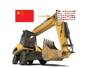 中国出口挖掘机到欧洲