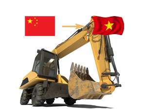 中国出口挖掘机到越南